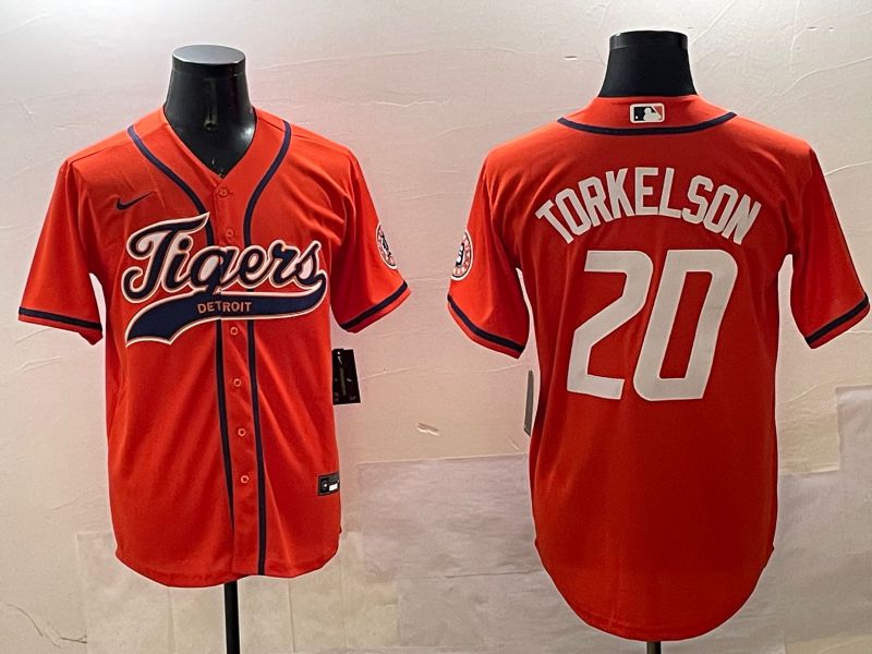 Men Detroit Tigers #20 Torkelson Orange Joint Name Game 2025 Nike MLB Jersey style 1
